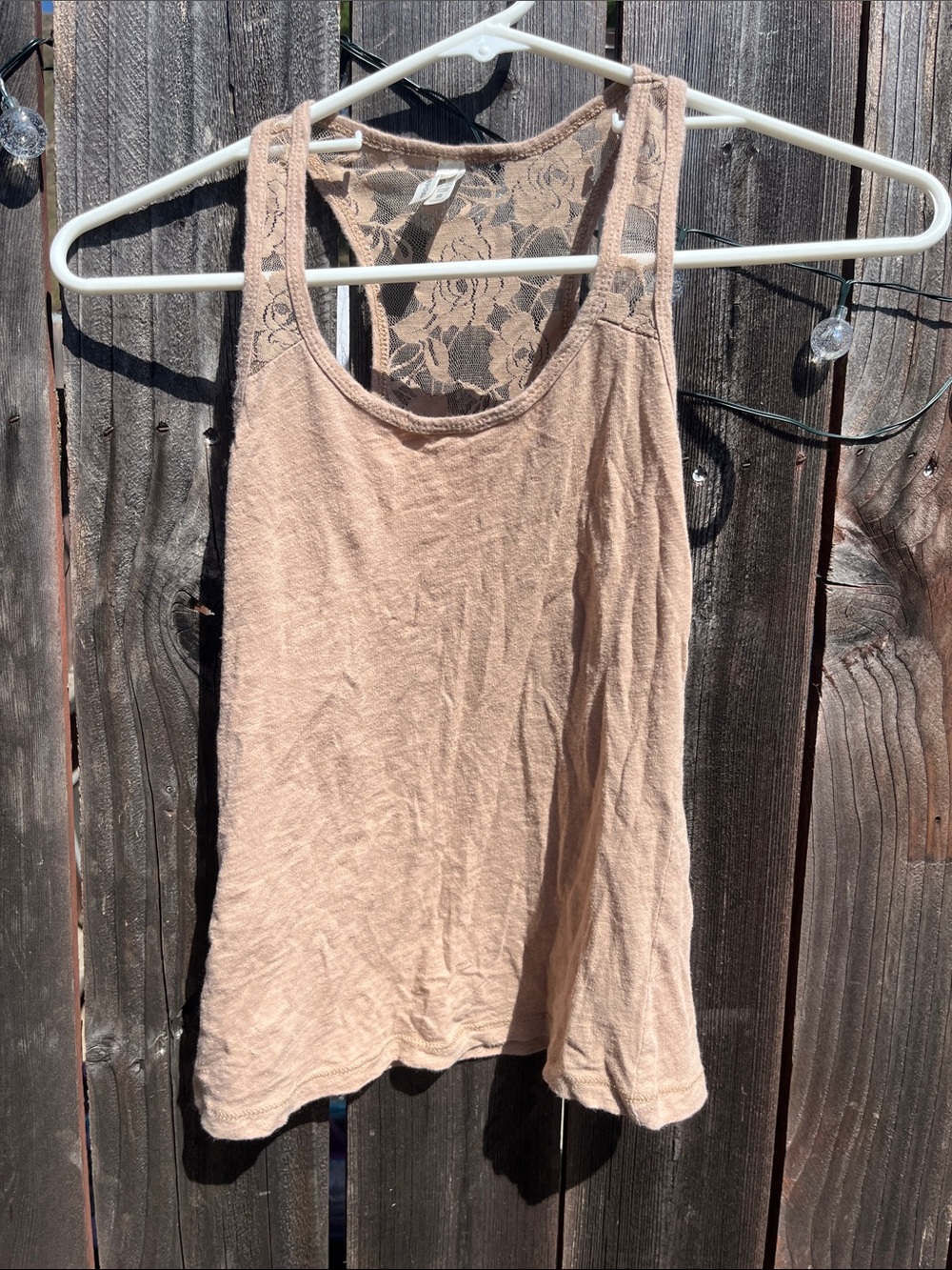 Color Story Beige Lace-Back Tank Top